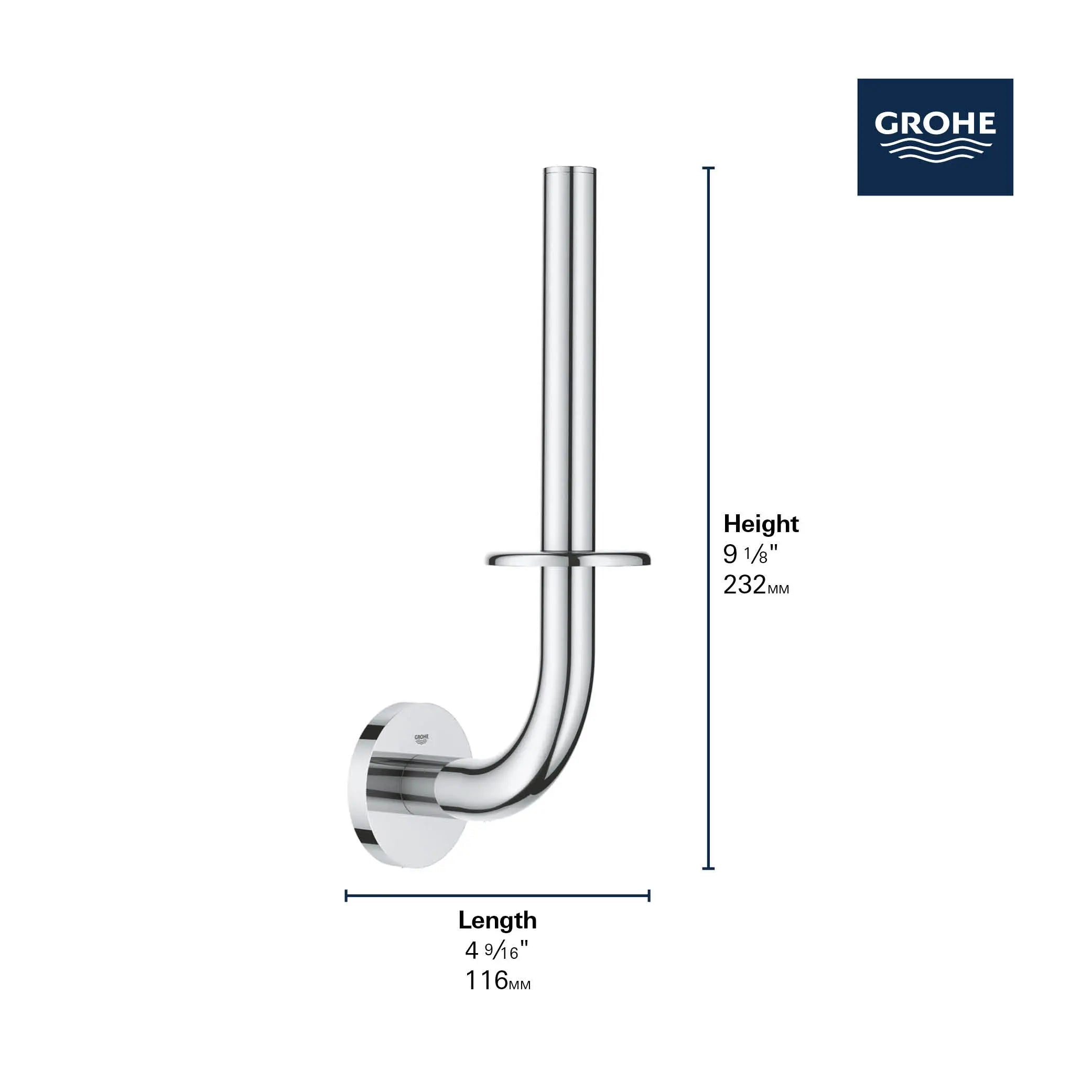 Grohe ESSENTIALS SPARE TOILET PAPER HOLDER - B  Brushed Nickel 40385EN1 - Plumbing Market