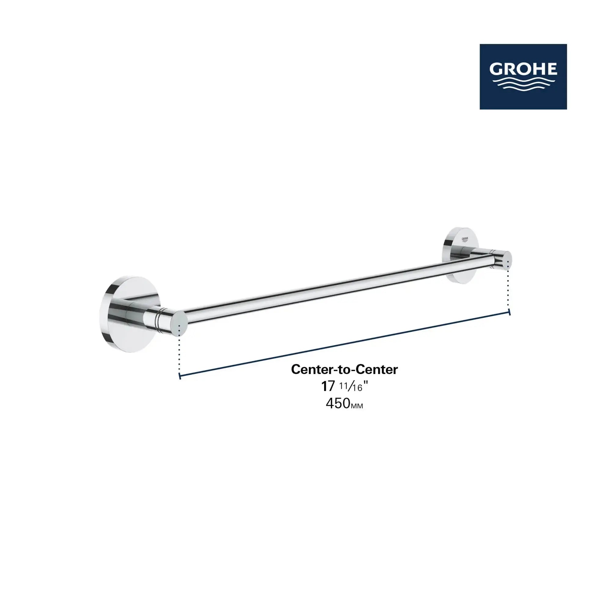 Grohe ESSENTIALS TOWEL RAIL 450MM  Hard Graphite 40688A01 - Plumbing Market