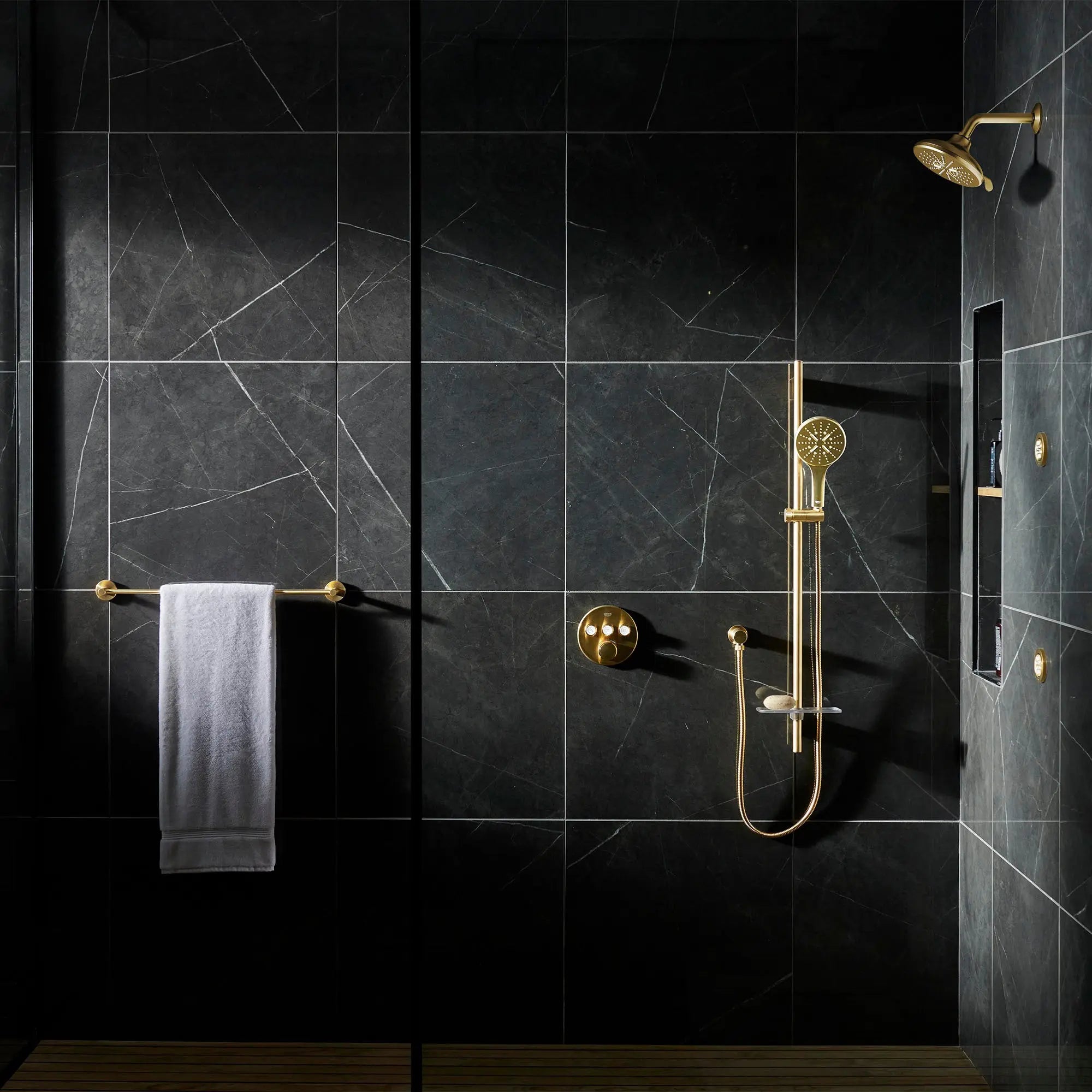 Grohe ESSENTIALS TOWEL RAIL 800MM  Brushed Cool Sunrise 40386GN1 - Plumbing Market