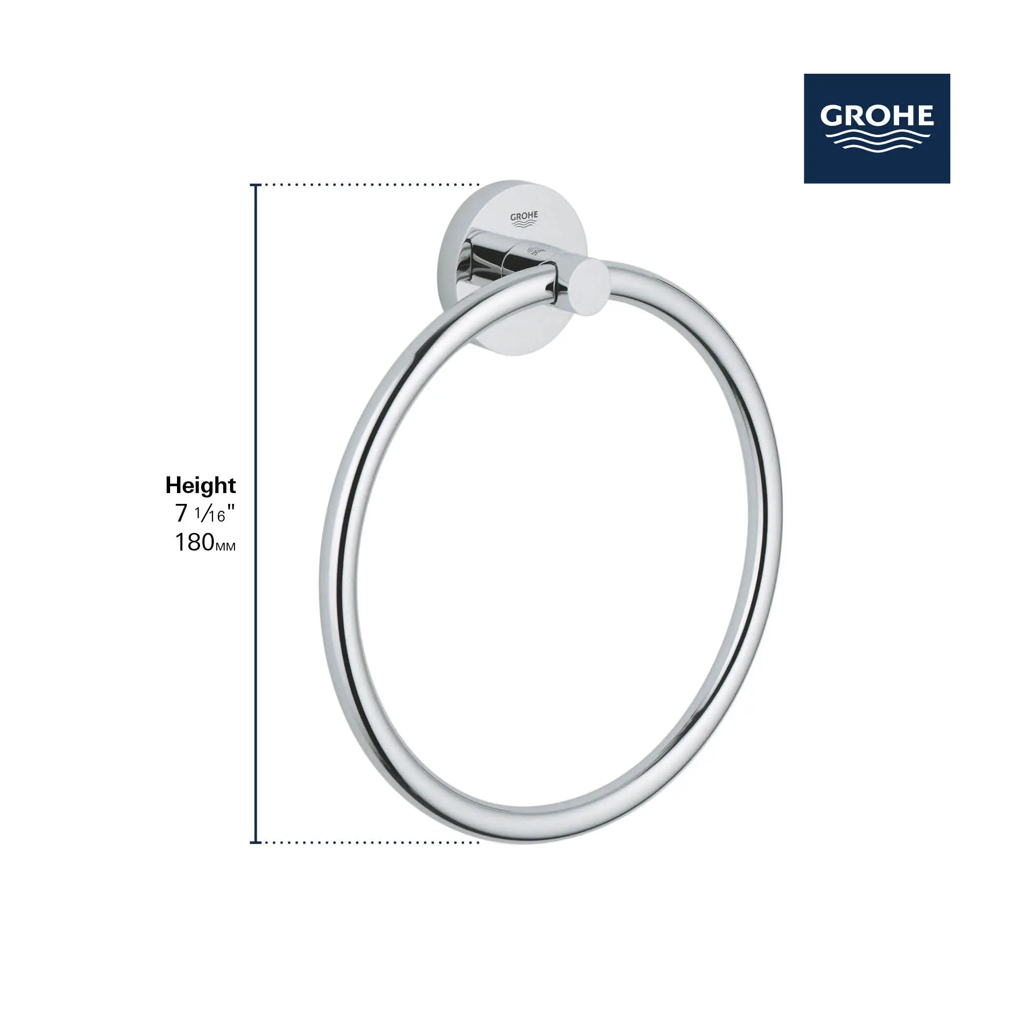 Grohe ESSENTIALS TOWEL RING  Polished Nickel 40365BE1 - Plumbing Market