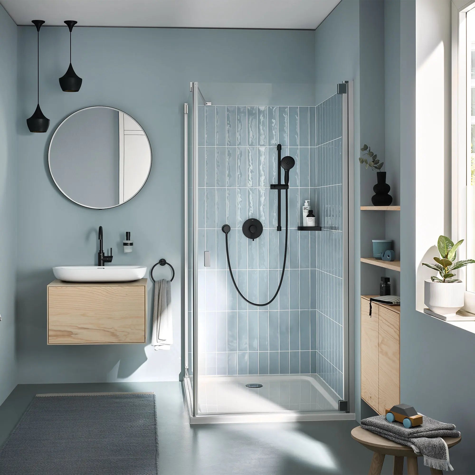Grohe ESSENTIALS TOWL RING Matte Black 403652431 - Plumbing Market