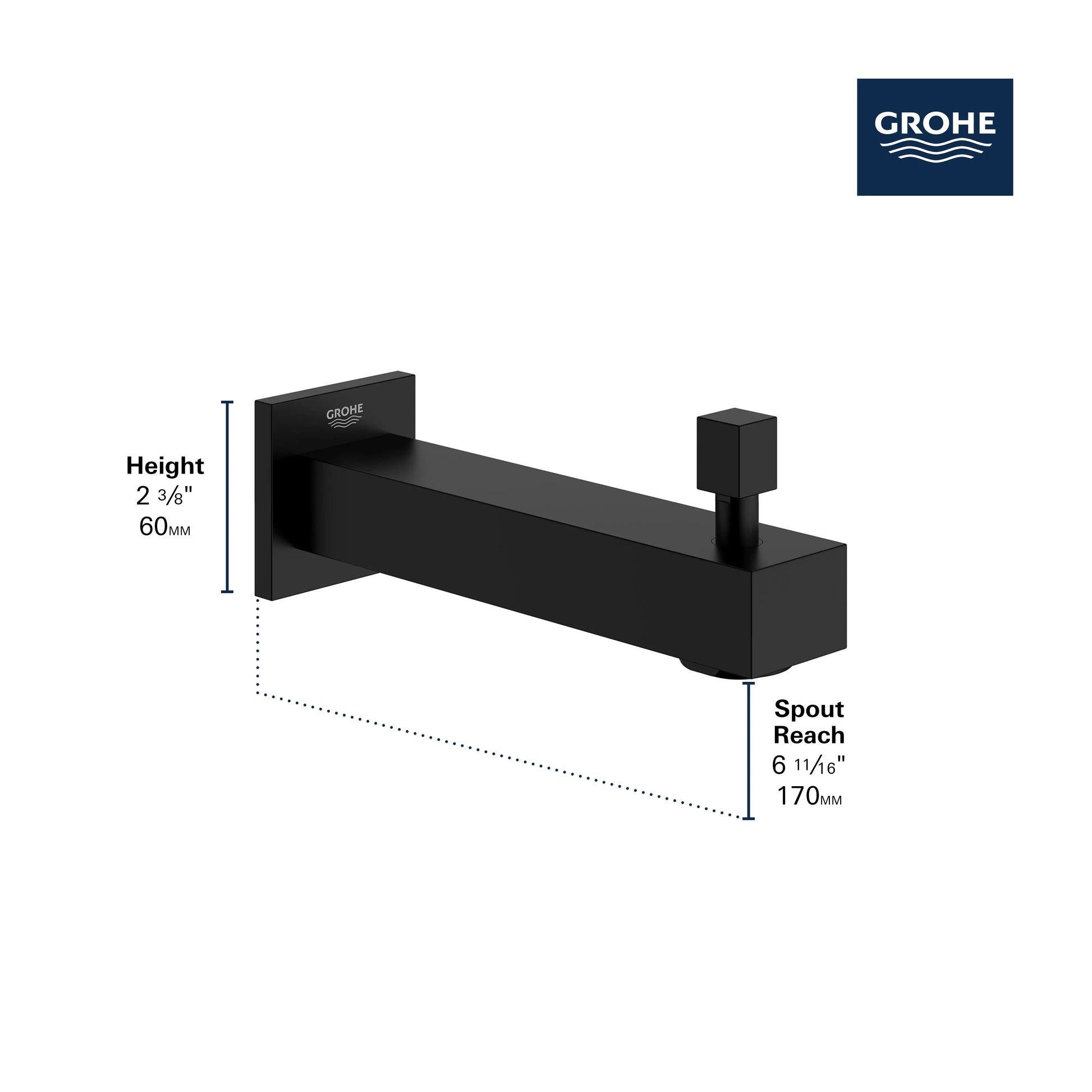 Grohe EUROCUBE DIVERTER TUB SPOUT  Brushed Cool Sunrise 13307GN0 - Plumbing Market
