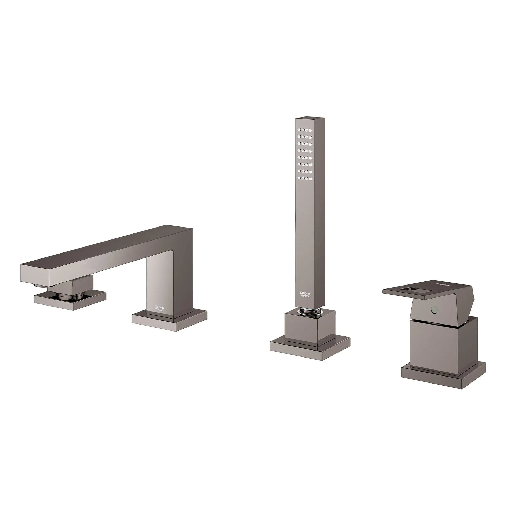 Grohe EUROCUBE FOUR-HOLE TUB FILLER WITH HS  Hard Graphite 19897A01 - Plumbing Market