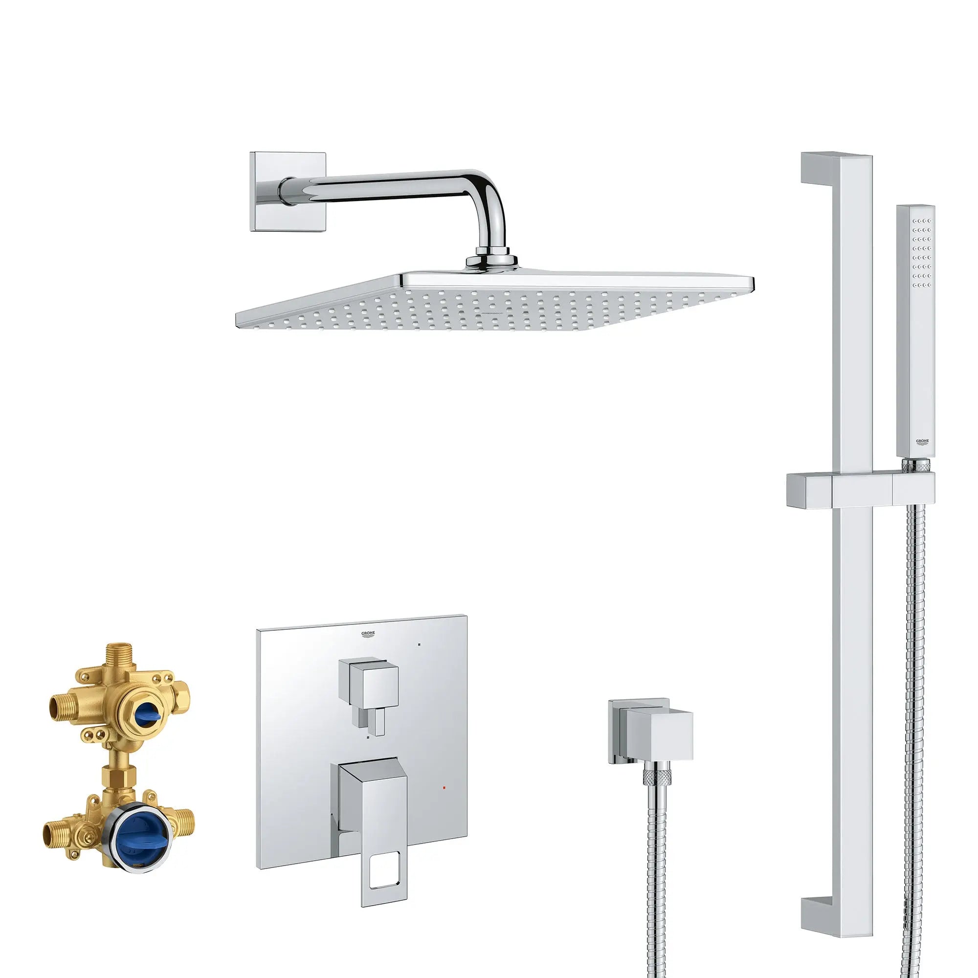 Grohe EUROCUBE PBV RAIN SHWR SET 1.75GPM US  Chrome 29432000 - Plumbing Market