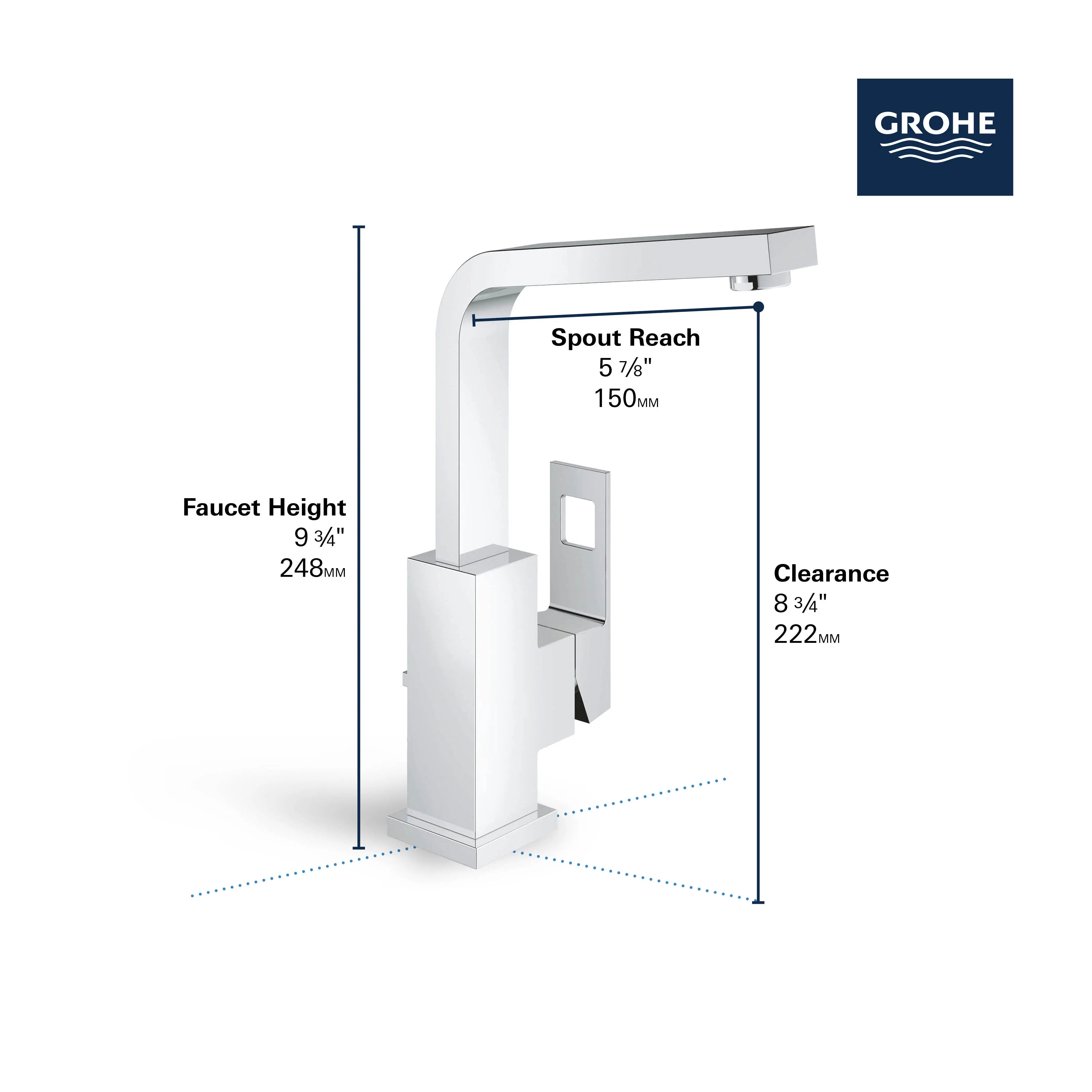 Grohe EUROCUBE SINGLE-HANDLE BATHROOM FAUCET L  Brushed Cool Sunrise 23184GNA - Plumbing Market