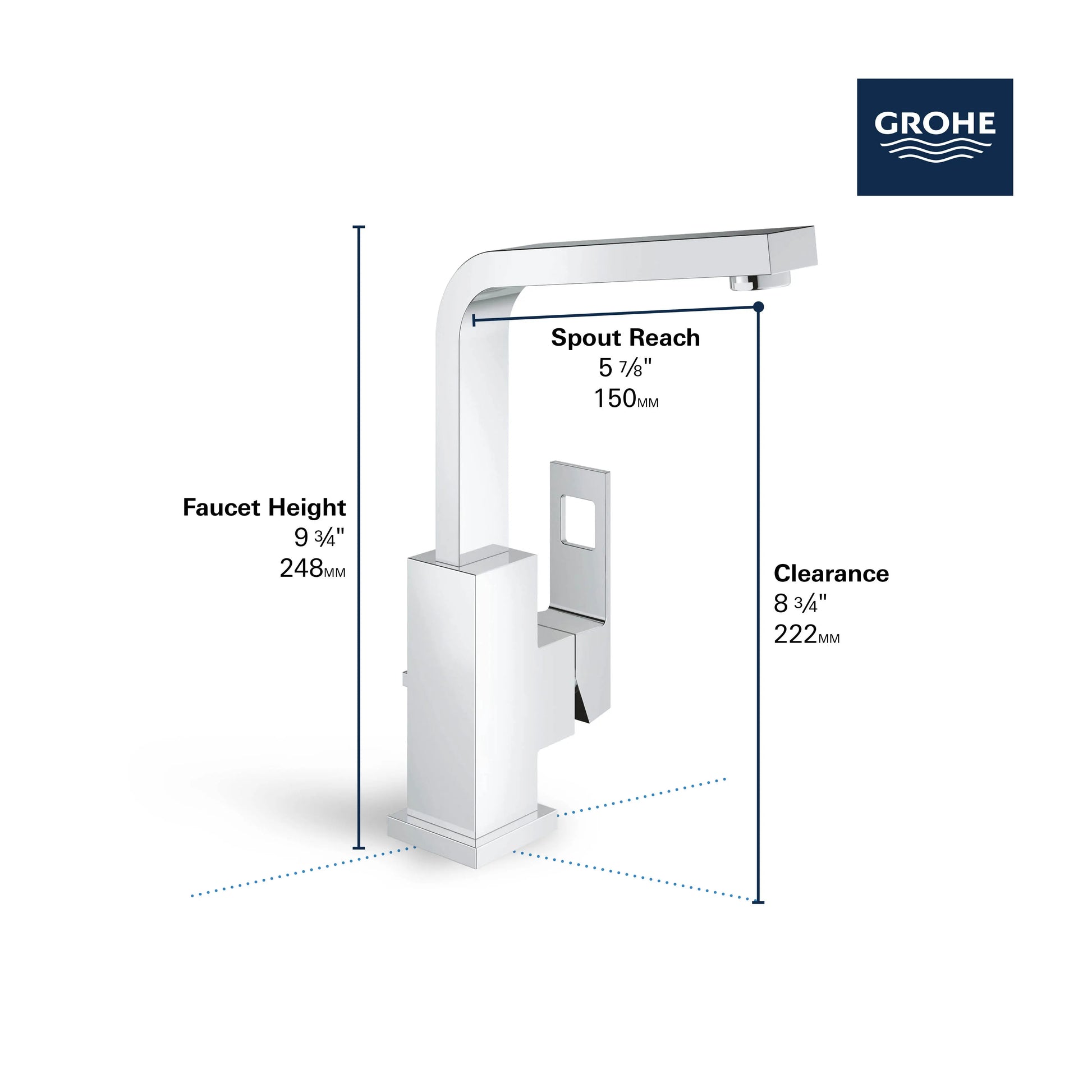 Grohe EUROCUBE SINGLE-HANDLE BATHROOM FAUCET L  Hard Graphite 23184A0A - Plumbing Market