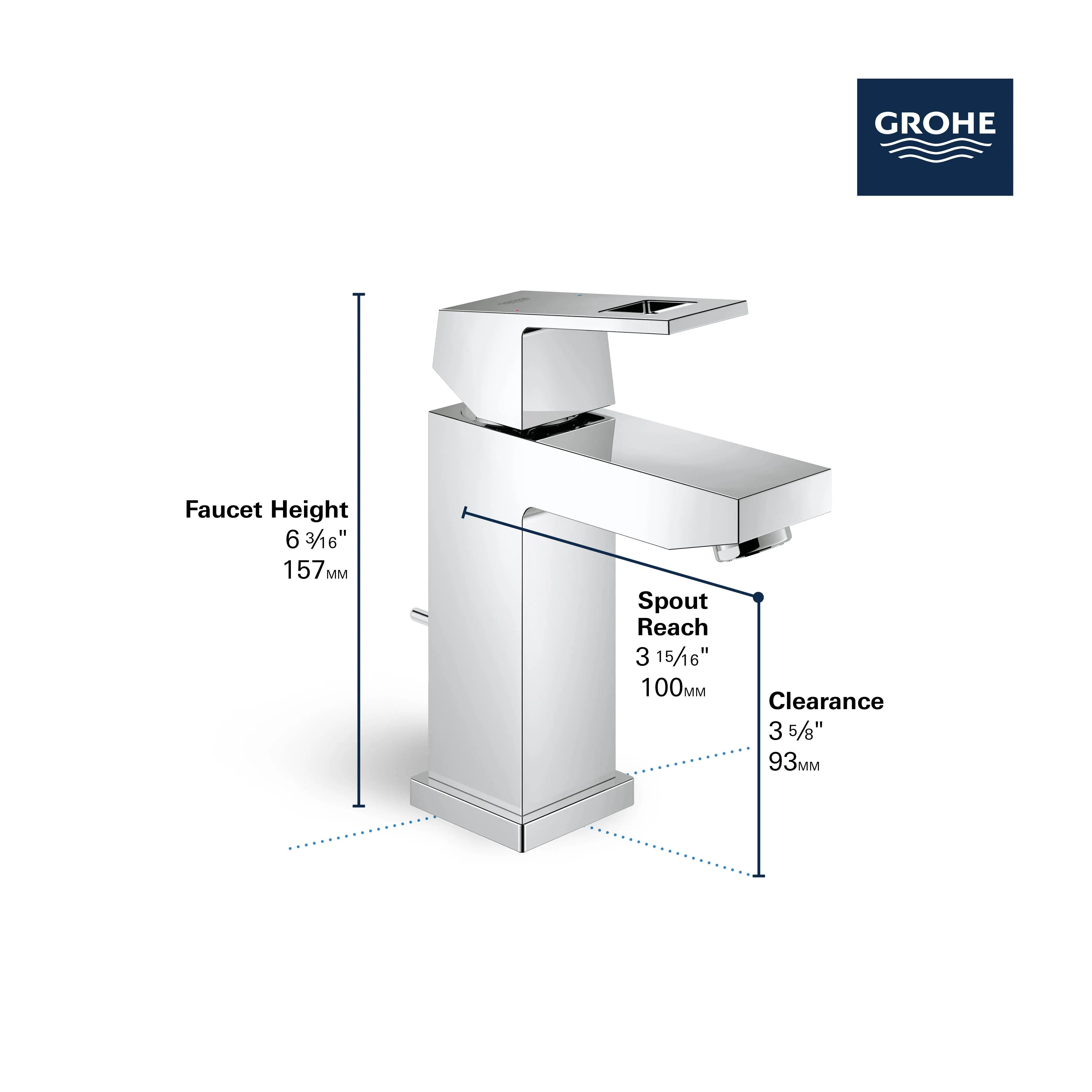 Grohe EUROCUBE SINGLE-HANDLE BATHROOM FAUCET S  Brushed Cool Sunrise 23129GNA - Plumbing Market