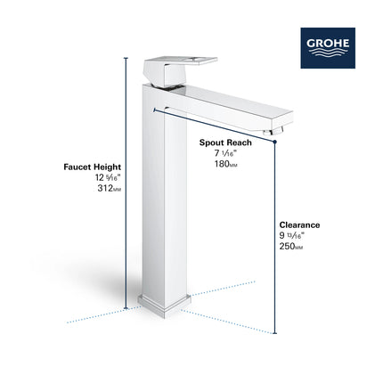 Grohe EUROCUBE SNGL HDL SINK XL 1H 1.8GPM Matte Black 236712430 - Plumbing Market