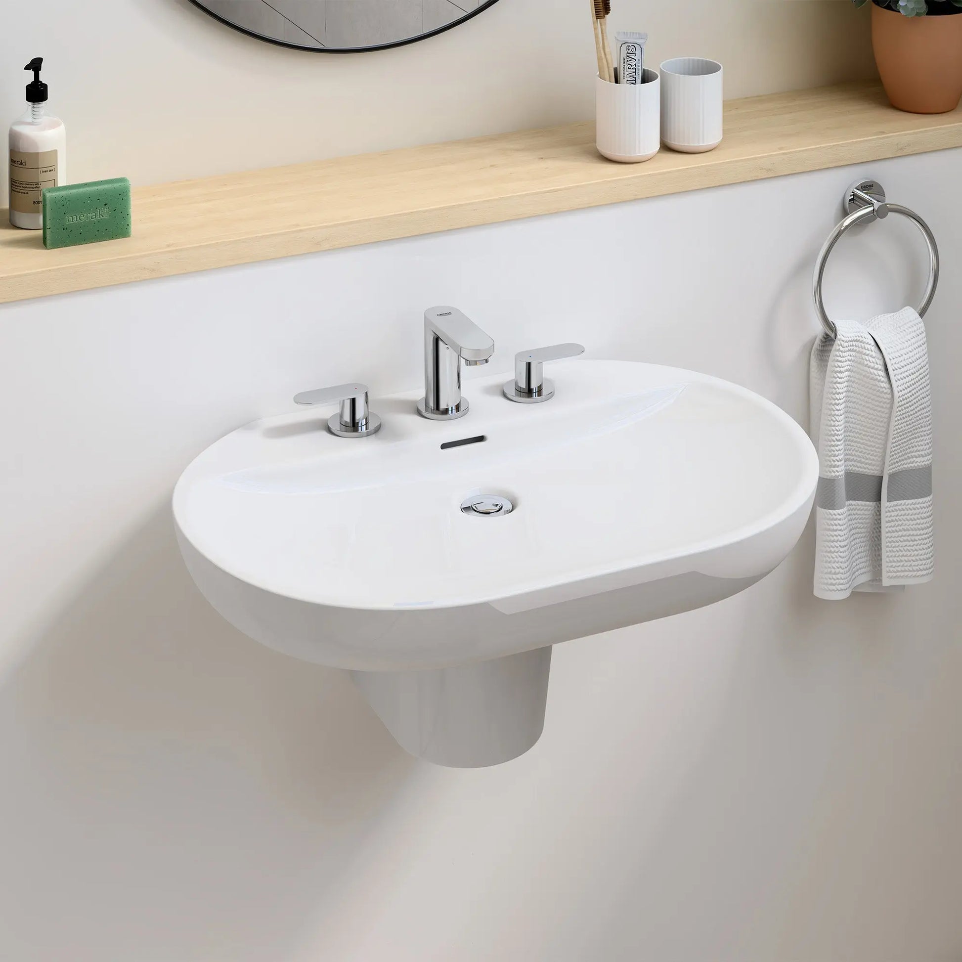Grohe EUROSMART COSMOPOLITAN 2HDL BASIN 3-H M  Chrome 2019900A - Plumbing Market