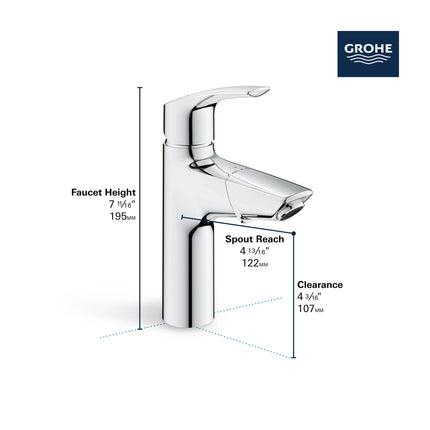 Grohe EUROSMART OHM BASIN "CLICK" L  Chrome 23991003 - Plumbing Market