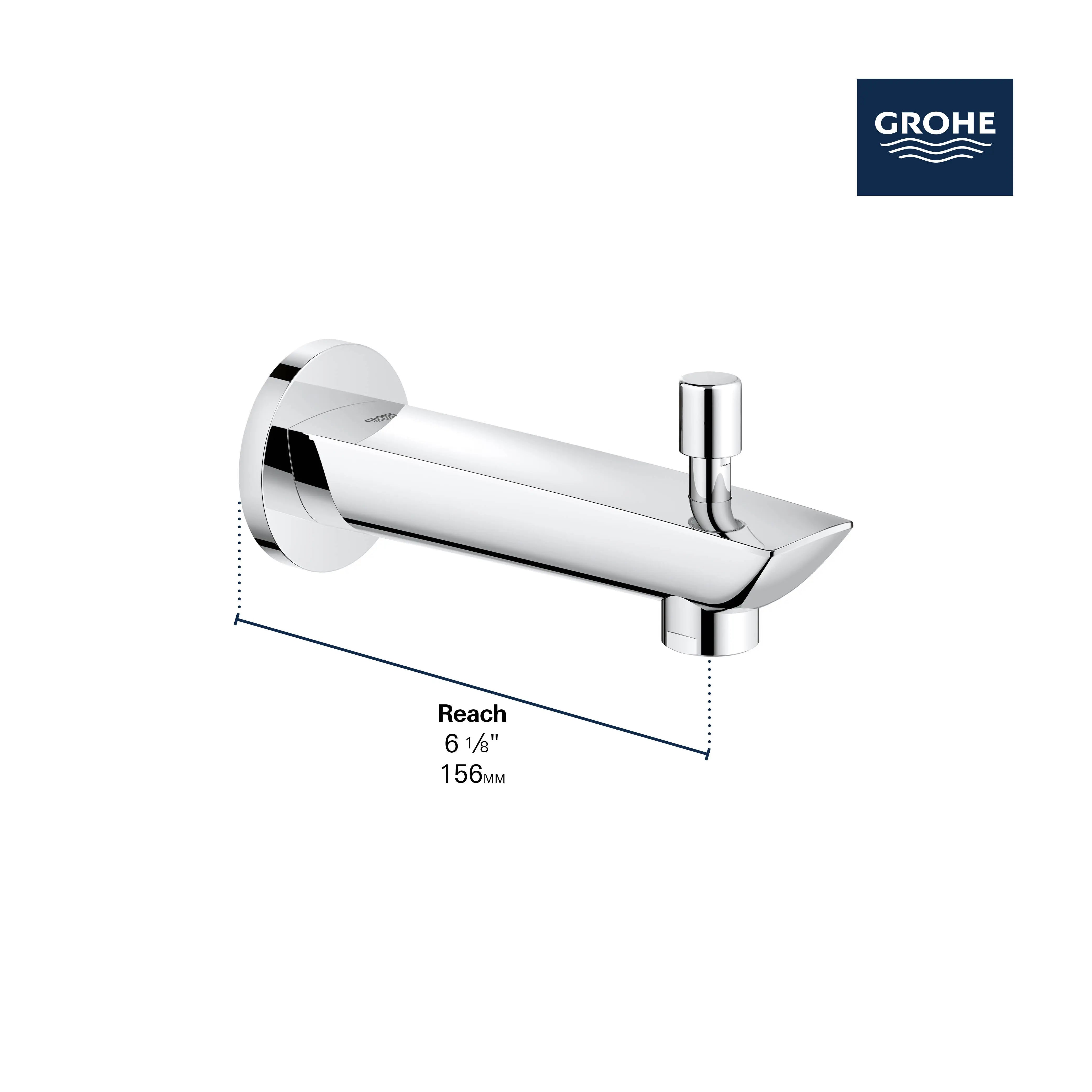 Grohe EUROSMART WALL SPOUT EXP +DIVERTER US  Chrome 13356003 - Plumbing Market