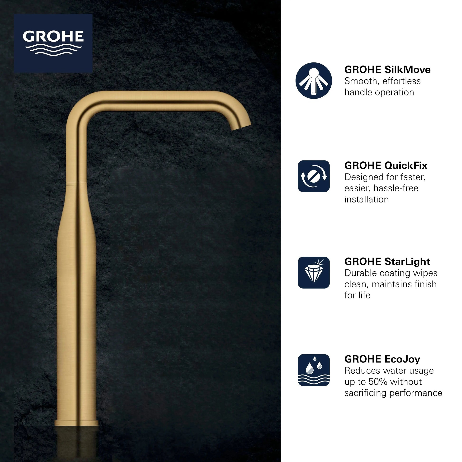 Grohe ESSENCE NEW OHM BASIN U-SP SMOOTH B. US  Brushed Cool Sunrise 23538GNA - Plumbing Market