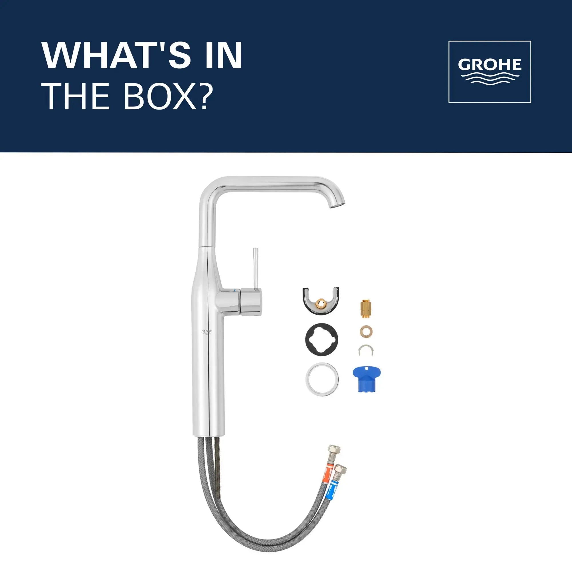 Grohe Essence Single Hole Single-Handle Deck Mount Vessel Sink Faucet 4.5 L/min (1.2 gpm) Brushed Cool Sunrise - Plumbing Market