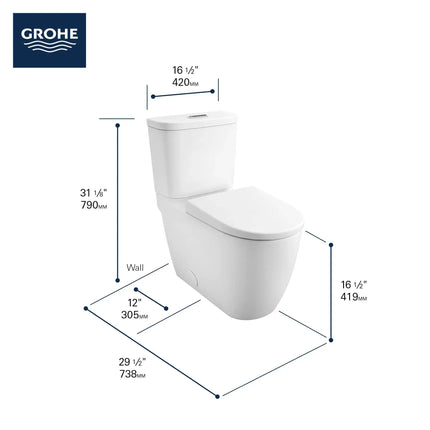 Grohe Essence Two-Piece Elongated Dual Flush 1.28 / 1.0 GPF Toilet - Plumbing Market