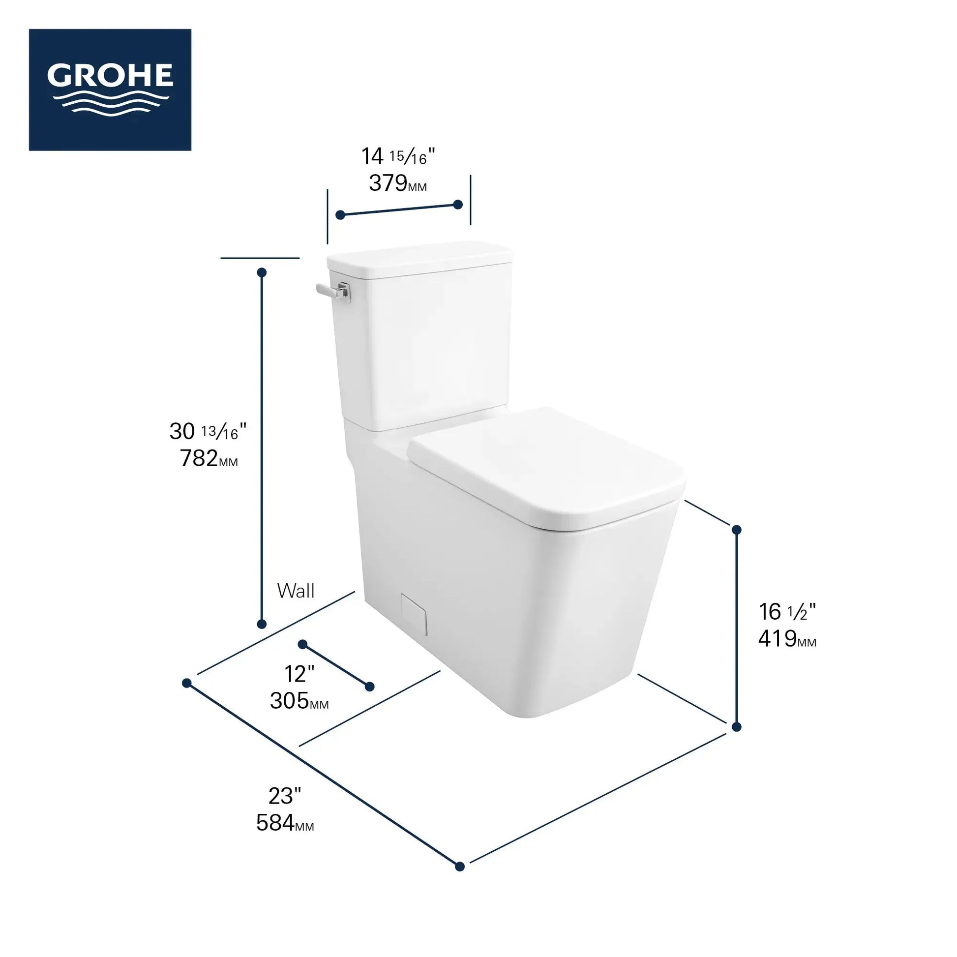 Grohe Eurocube 2-piece 4.8 Lpf (1.28 gpf) Comfort Height Elongated Toilet - Plumbing Market