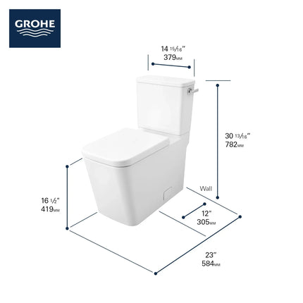 Grohe Eurocube 2-piece 4.8 Lpf (1.28 gpf) Right-Hand Trip Lever Elongated Toilet - Plumbing Market