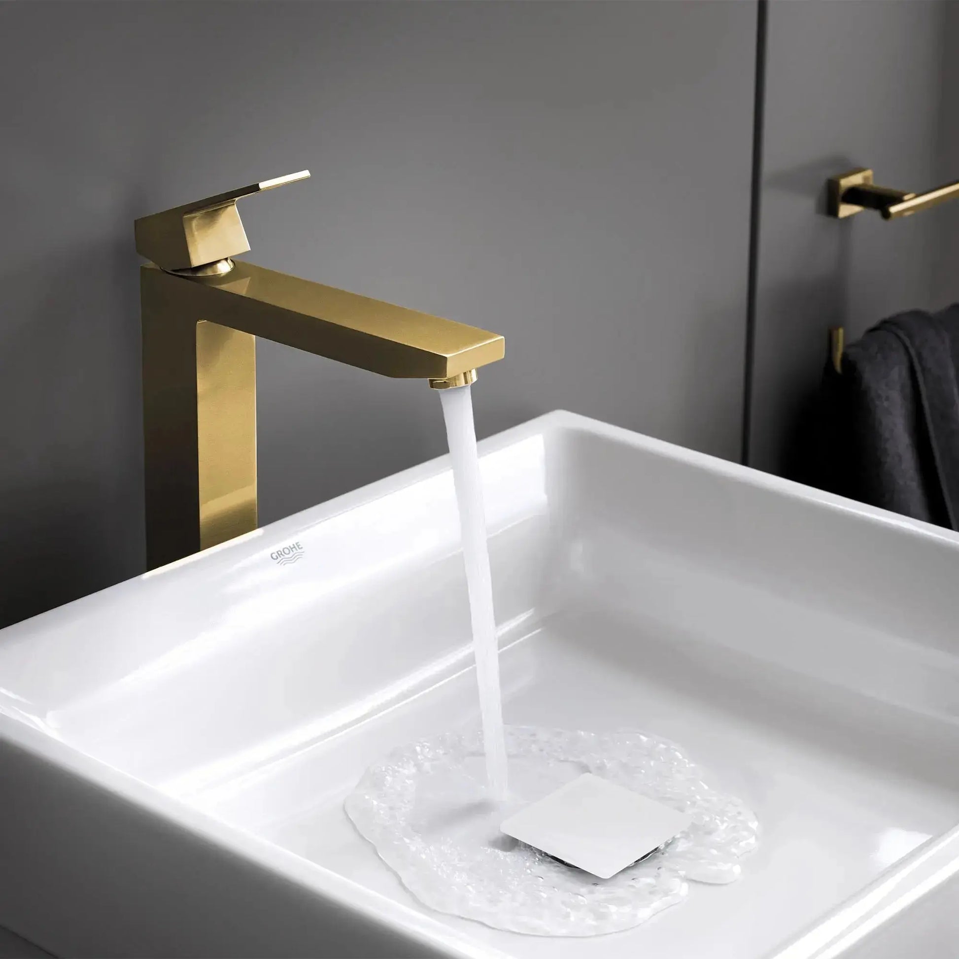 Grohe EUROCUBE SNGL-HANDLE BATHROOM FAUCET XL  Brushed Cool Sunrise 23671GN0 - Plumbing Market