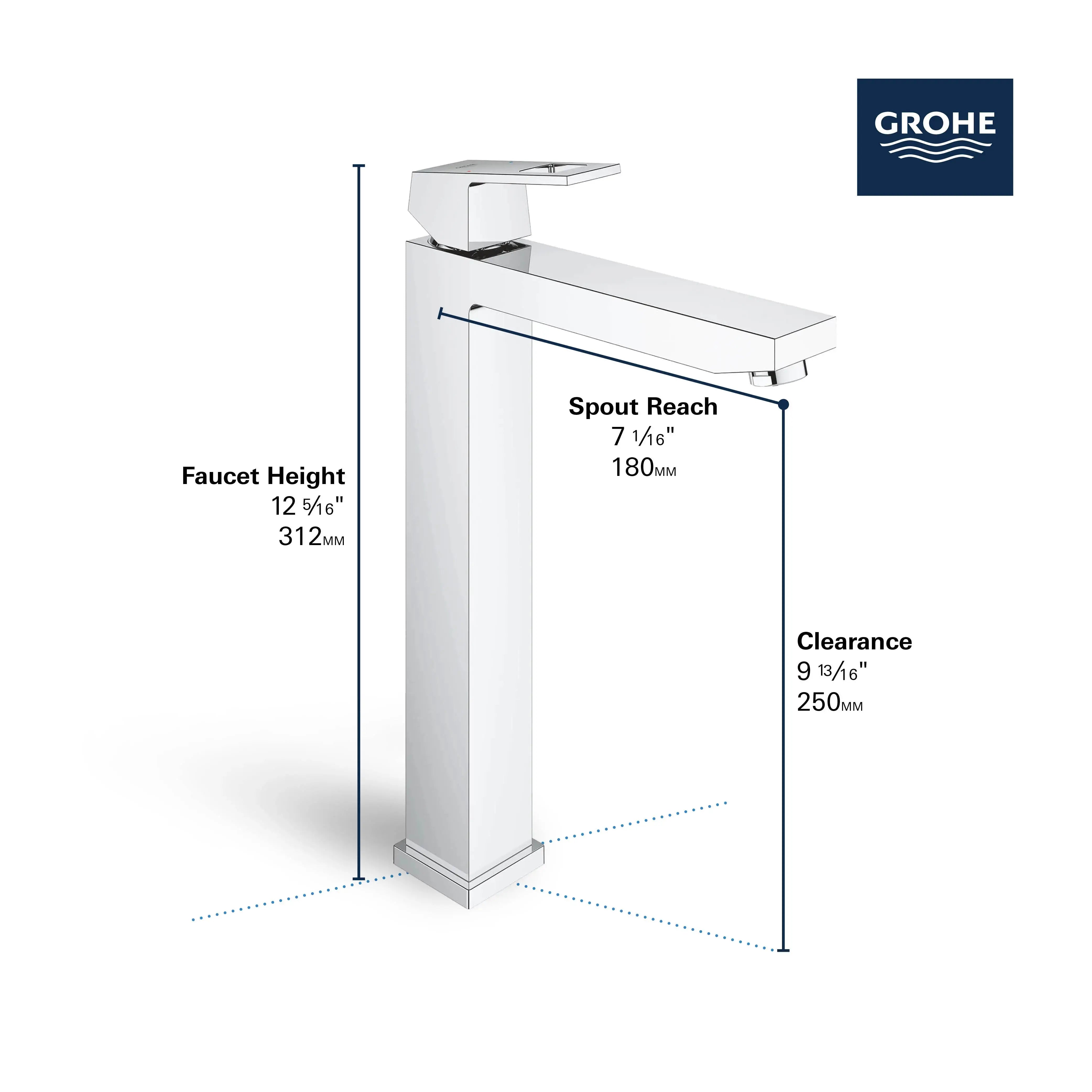 Grohe EUROCUBE SNGL-HANDLE BATHROOM FAUCET XL  Brushed Nickel 23671EN0 - Plumbing Market