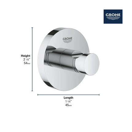 Grohe GROHE ESSENTIALS ROBE HOOK CHROME  Chrome 40364001 - Plumbing Market