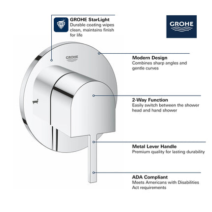 Grohe GROHE PLUS 2-WAY-DIVERTER US  Chrome 29227003 - Plumbing Market