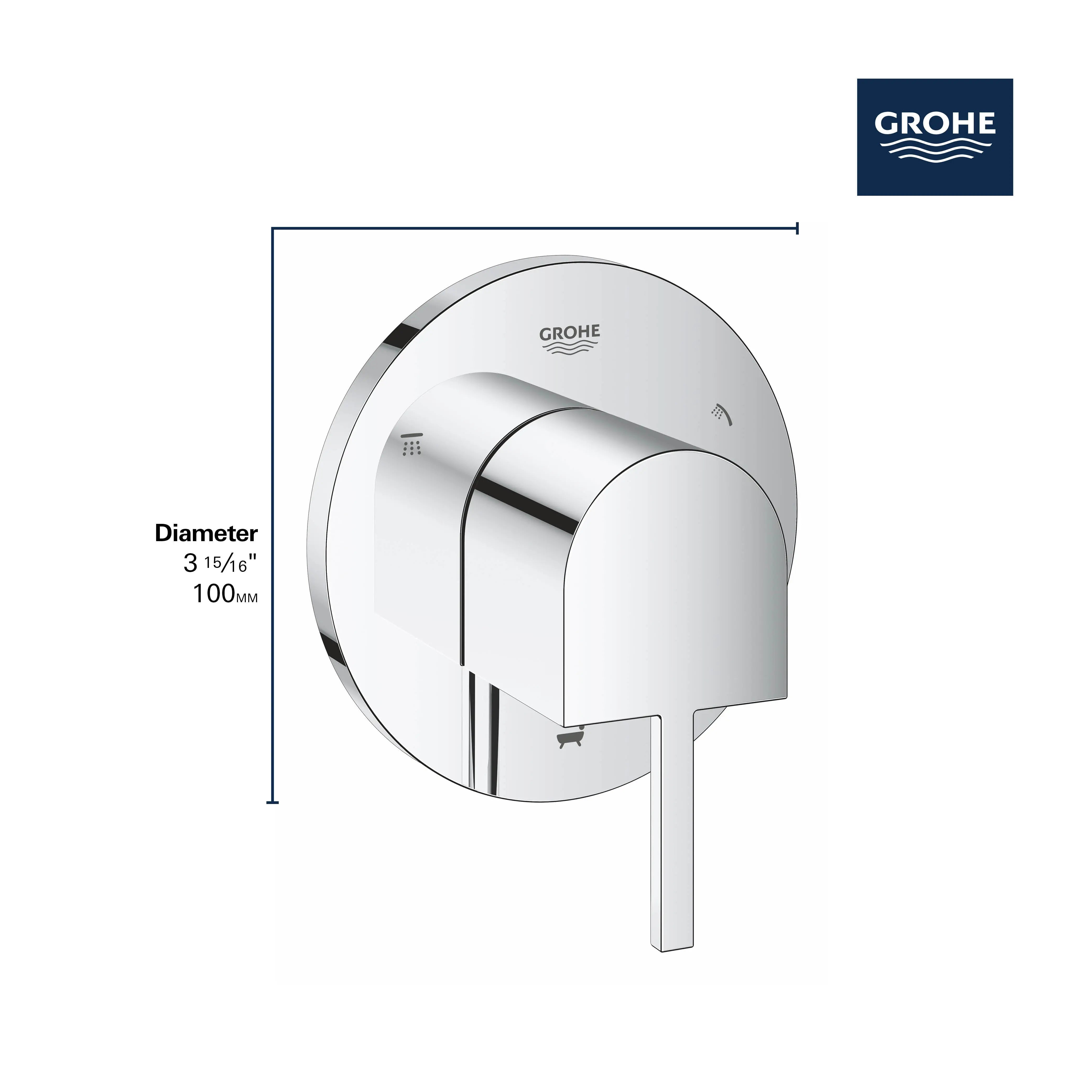 Grohe GROHE PLUS 3-WAY DIVERTER US  Chrome 29222003 - Plumbing Market