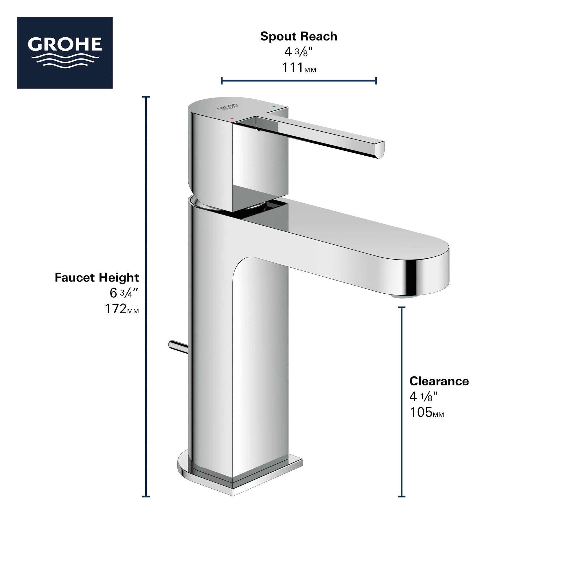 Grohe GROHE PLUS OHM BASIN S US  Chrome 33170003 - Plumbing Market