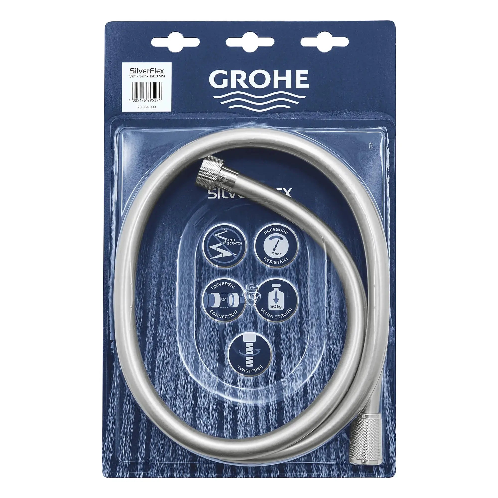 Grohe GROHE SHOWER HOSE TWISTFREE 1500 CHROME  Chrome 28364000 - Plumbing Market