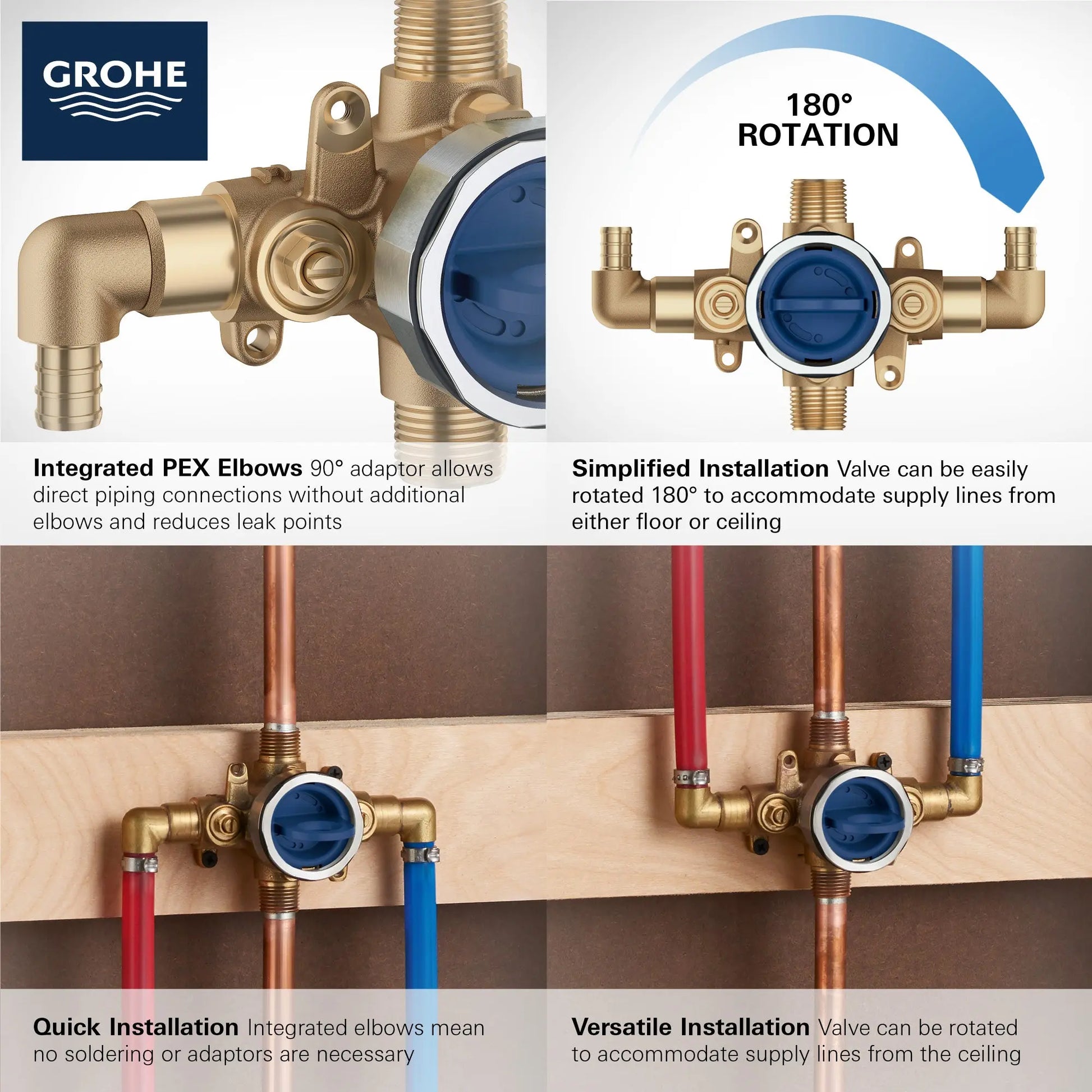 Grohe GROHSF 3.0 PBV RGH W SS-ELB-PEX CRMP  No Finish 35115000 - Plumbing Market