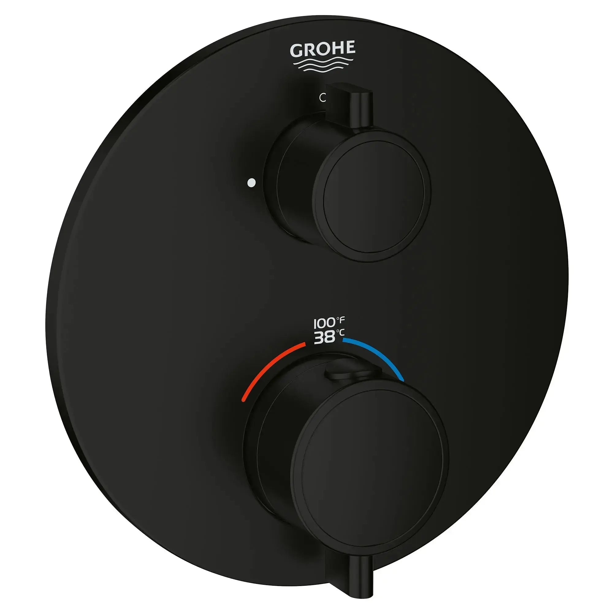 Grohe GROHTHERM ROUND SINGLE FUNC THM TRIM Matte Black 241072430 - Plumbing Market