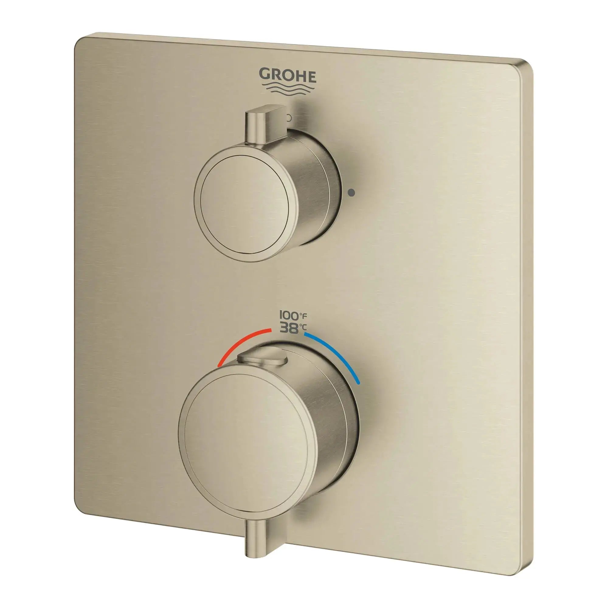 Grohe GROHTHERM SQUARE DUAL FUNC THM TRIM  Brushed Nickel 24111EN0 - Plumbing Market