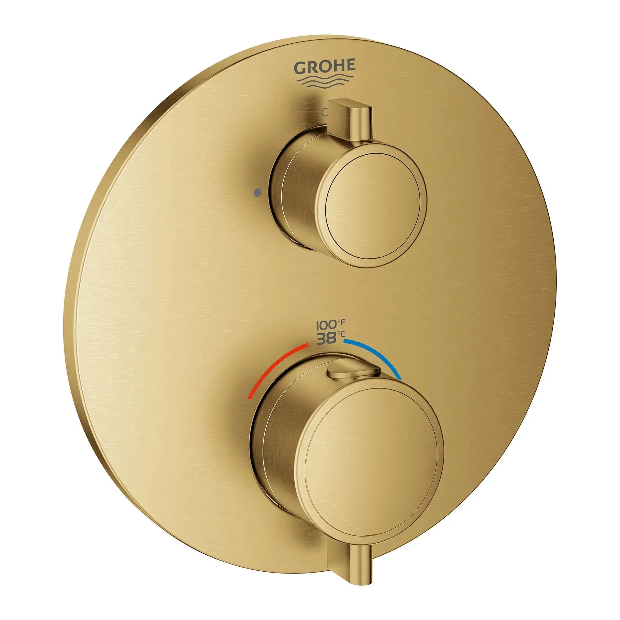 Grohe GRT ROUND DUAL 2-HNDL THERM TRIM  Brushed Cool Sunrise 24133GN0 - Plumbing Market