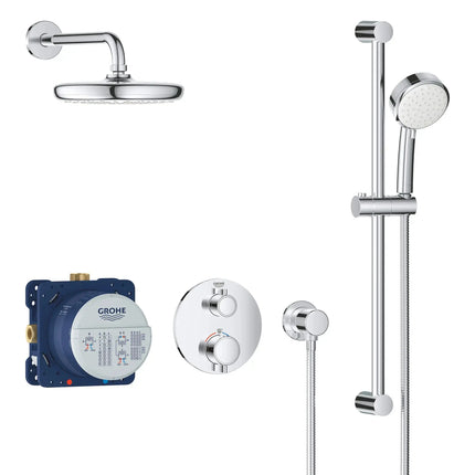 Grohe Grohtherm Round Thermostatic Shower Kit, 27 L/min (7.1 gpm) - Plumbing Market