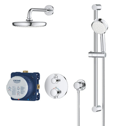 Grohe Grohtherm Round Thermostatic Shower Kit, 27 L/min (7.1 gpm) - Plumbing Market