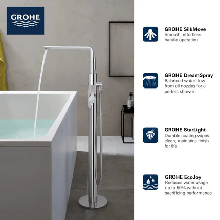 Grohe LINEARE 1H BATH FREEST. XXL 1.8GPM Matte Black 237922431 - Plumbing Market
