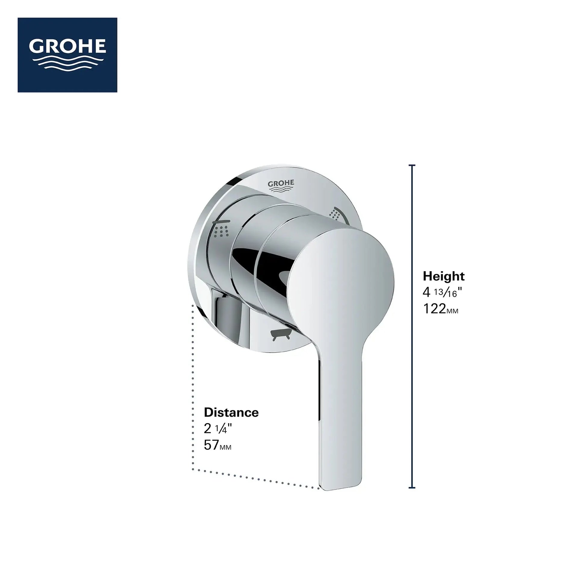 Grohe LINEARE 3-WAY DIVERTER VALVE - CHROME  Chrome 29215001 - Plumbing Market