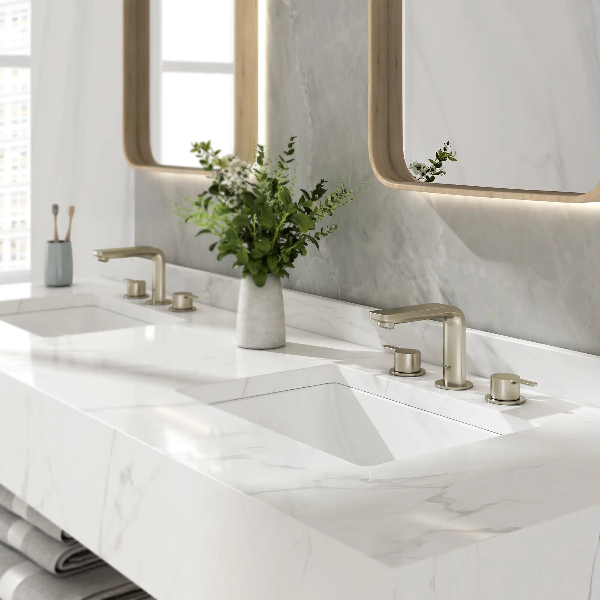 Grohe LINEARE NEW 2HDL BASIN 3-H M US  Brushed Nickel 20578ENA - Plumbing Market