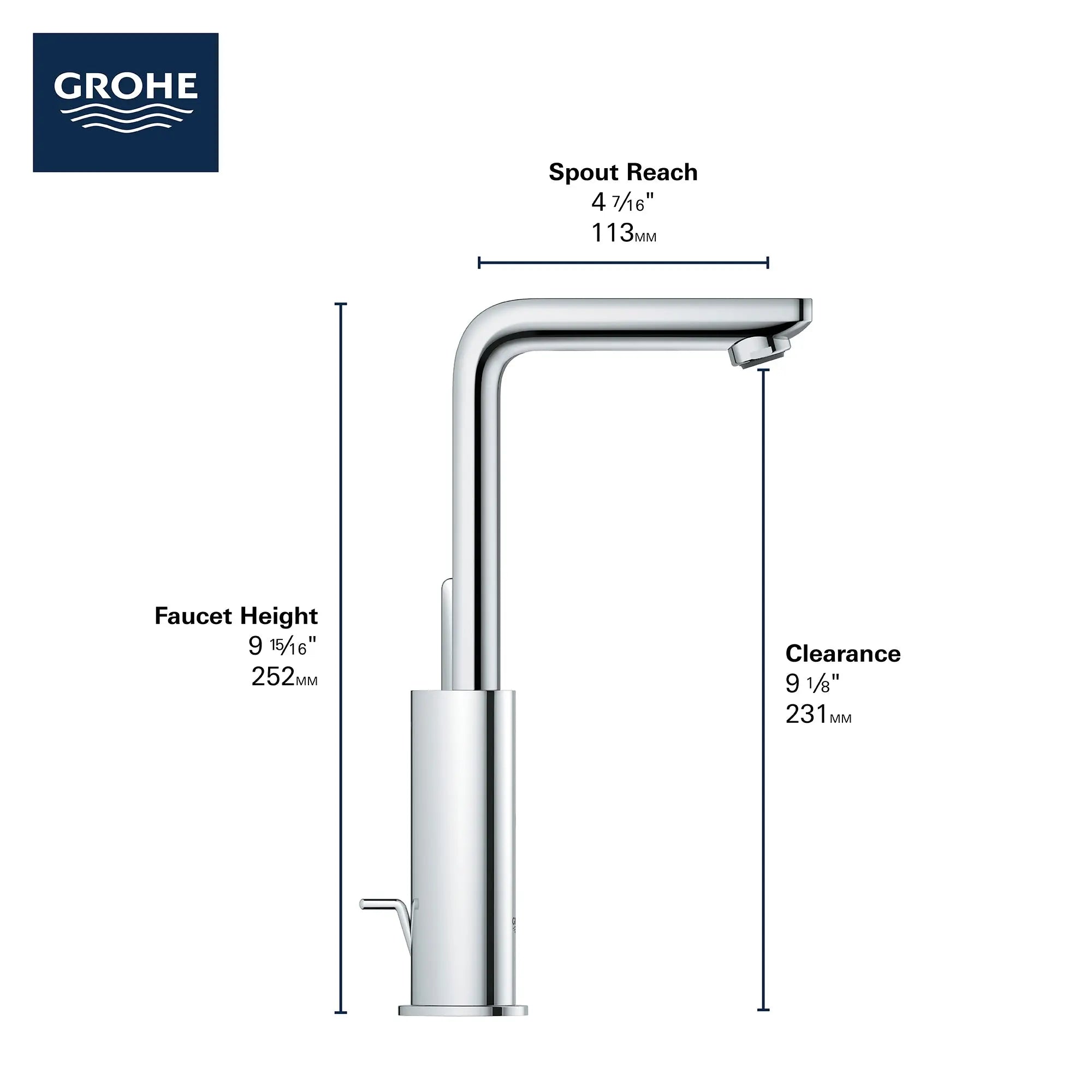 Grohe LINEARE NEW OHM BASIN L US  Chrome 2382500A - Plumbing Market