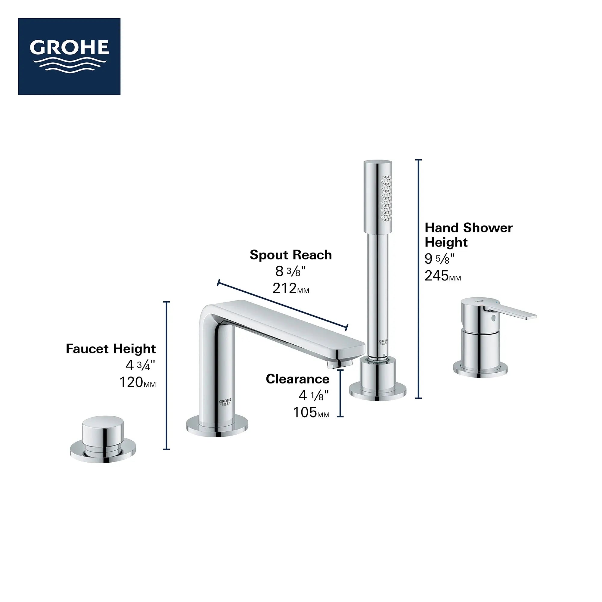 Grohe LINEARE NEW OHM BATH 4-H  Brushed Nickel 19577EN1 - Plumbing Market