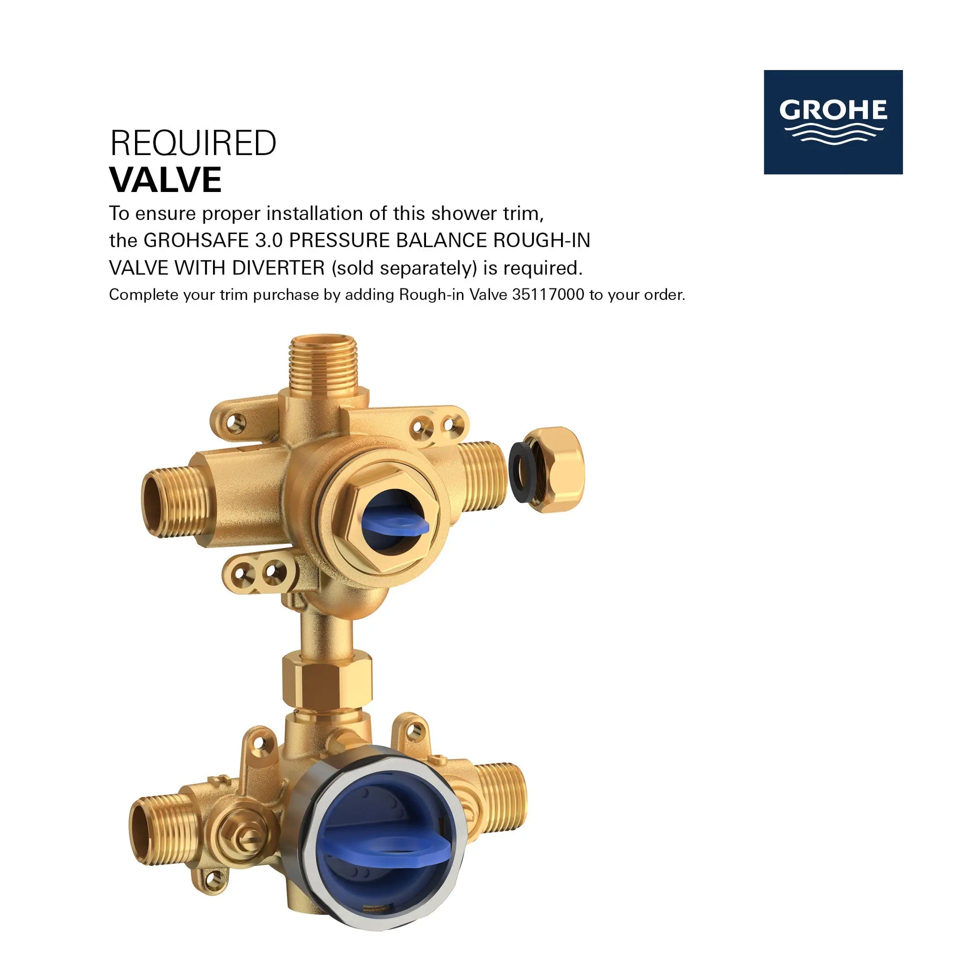 Grohe LINEARE PBV TRIM W 3-WAY DIV US  Chrome 29424000 - Plumbing Market