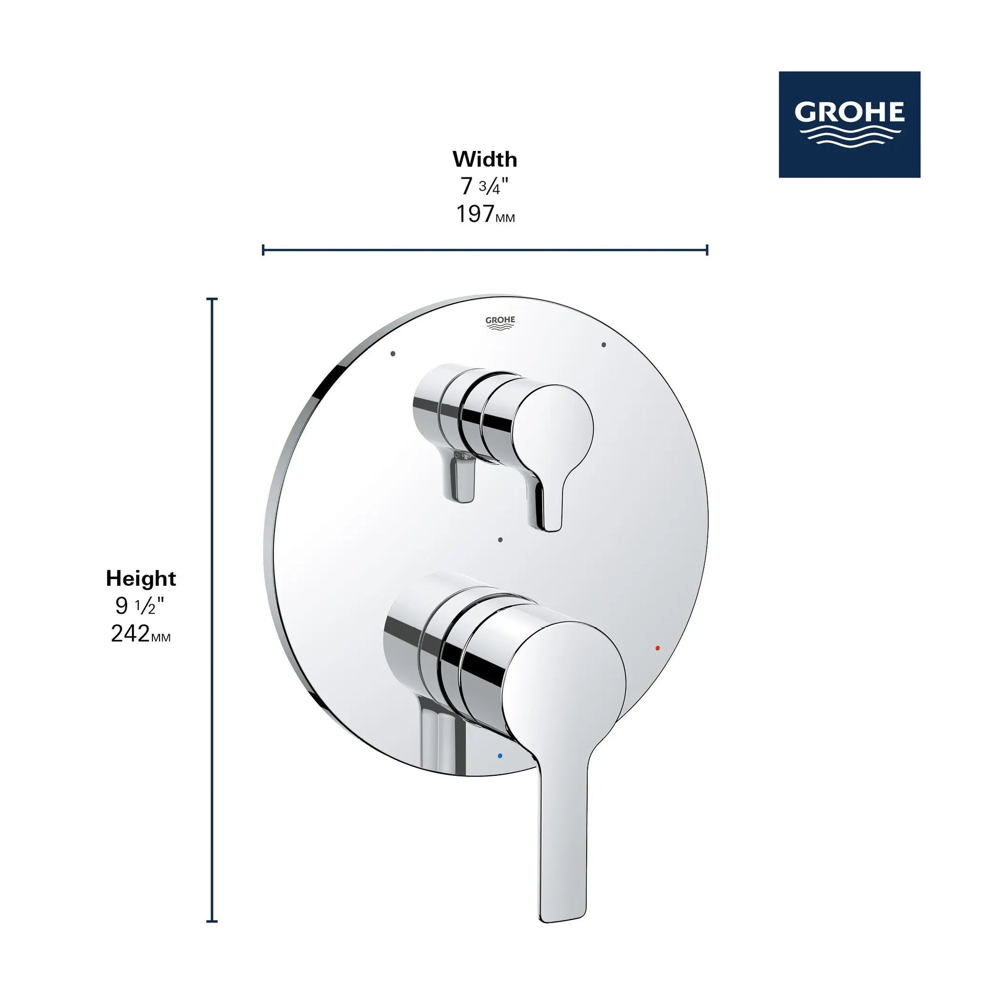 Grohe LINEARE PBV TRIM W 3-WAY DIV US  Chrome 29424000 - Plumbing Market