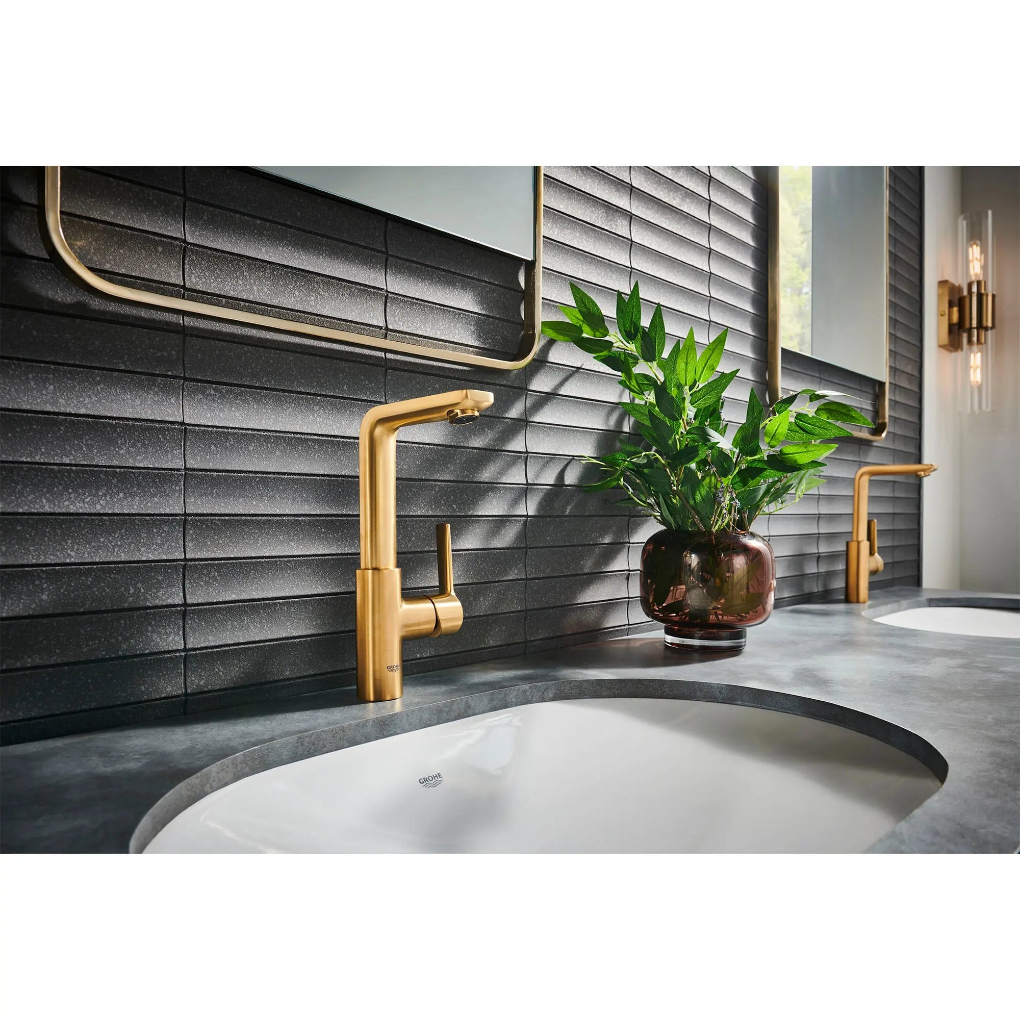 Grohe LINEARE SINGLE-HANDLE BATHROOM FAUCET L  Brushed Cool Sunrise 23825GNA - Plumbing Market