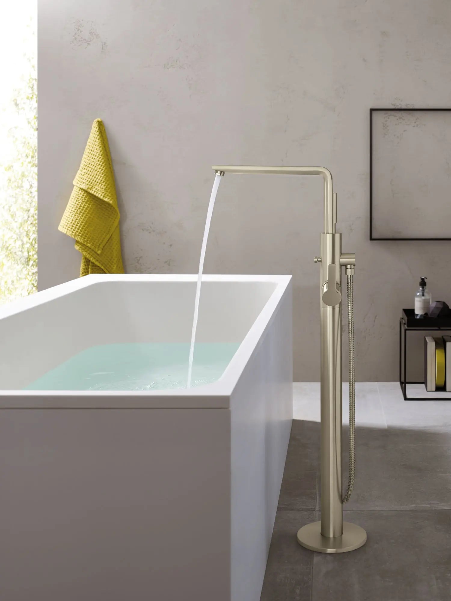 Grohe LINEARE TUB FILLER WITH HAND SHOWER  Brushed Cool Sunrise 23792GN1 - Plumbing Market