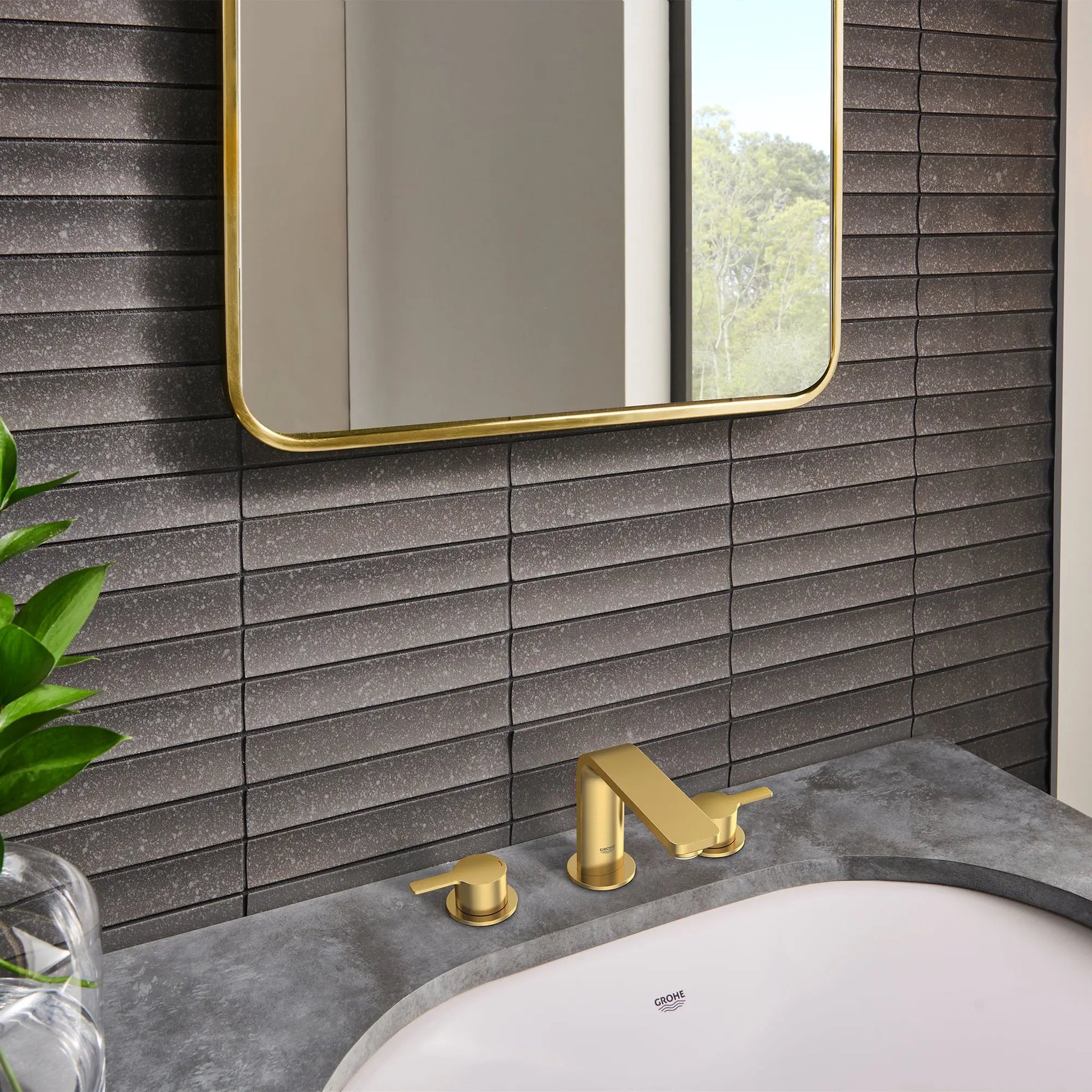 Grohe LINEARE WIDESPREAD BATHROOM FAUCET  Brushed Cool Sunrise 20578GNA - Plumbing Market