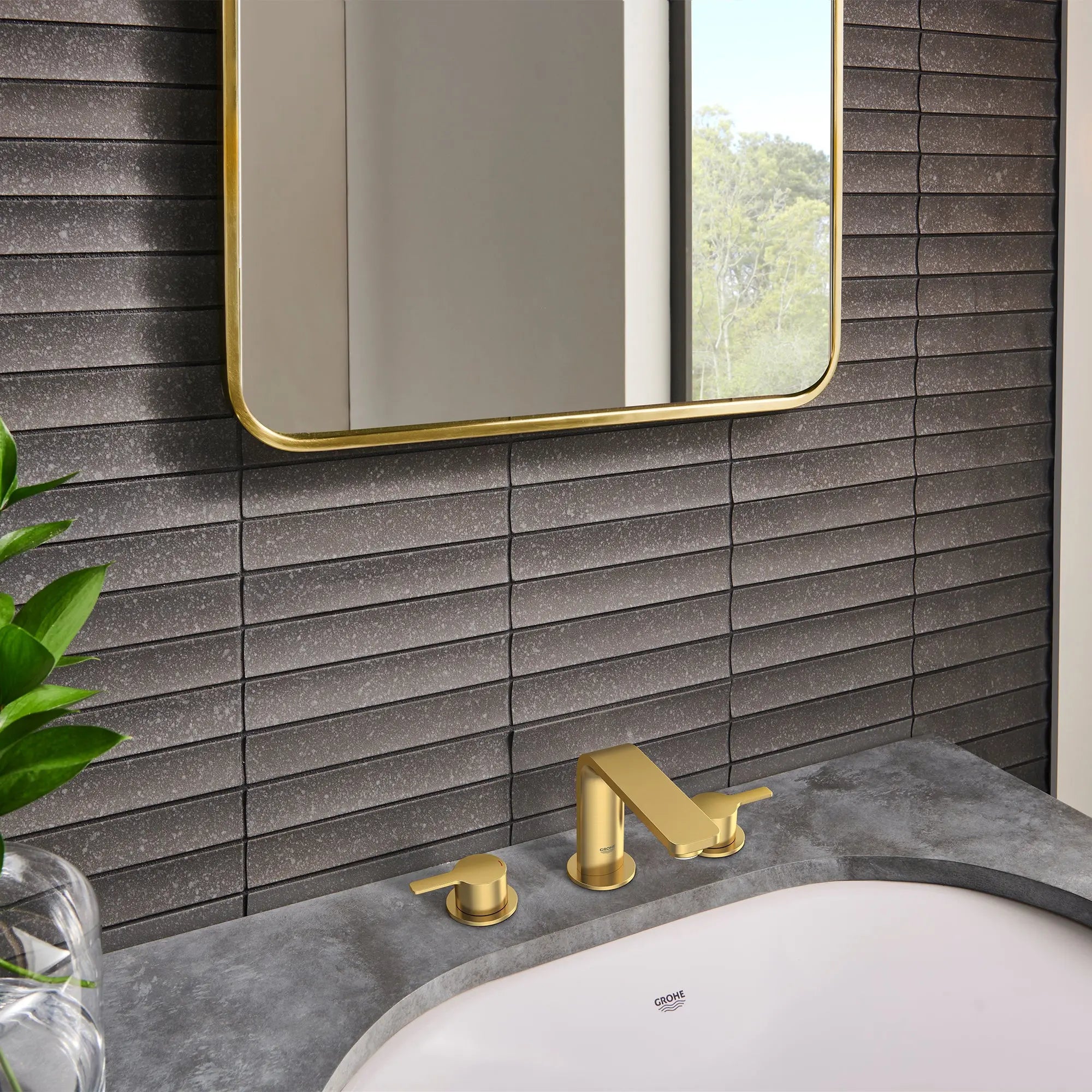 Grohe LINEARE WIDESPREAD BATHROOM FAUCET  Brushed Cool Sunrise 20578GNA - Plumbing Market