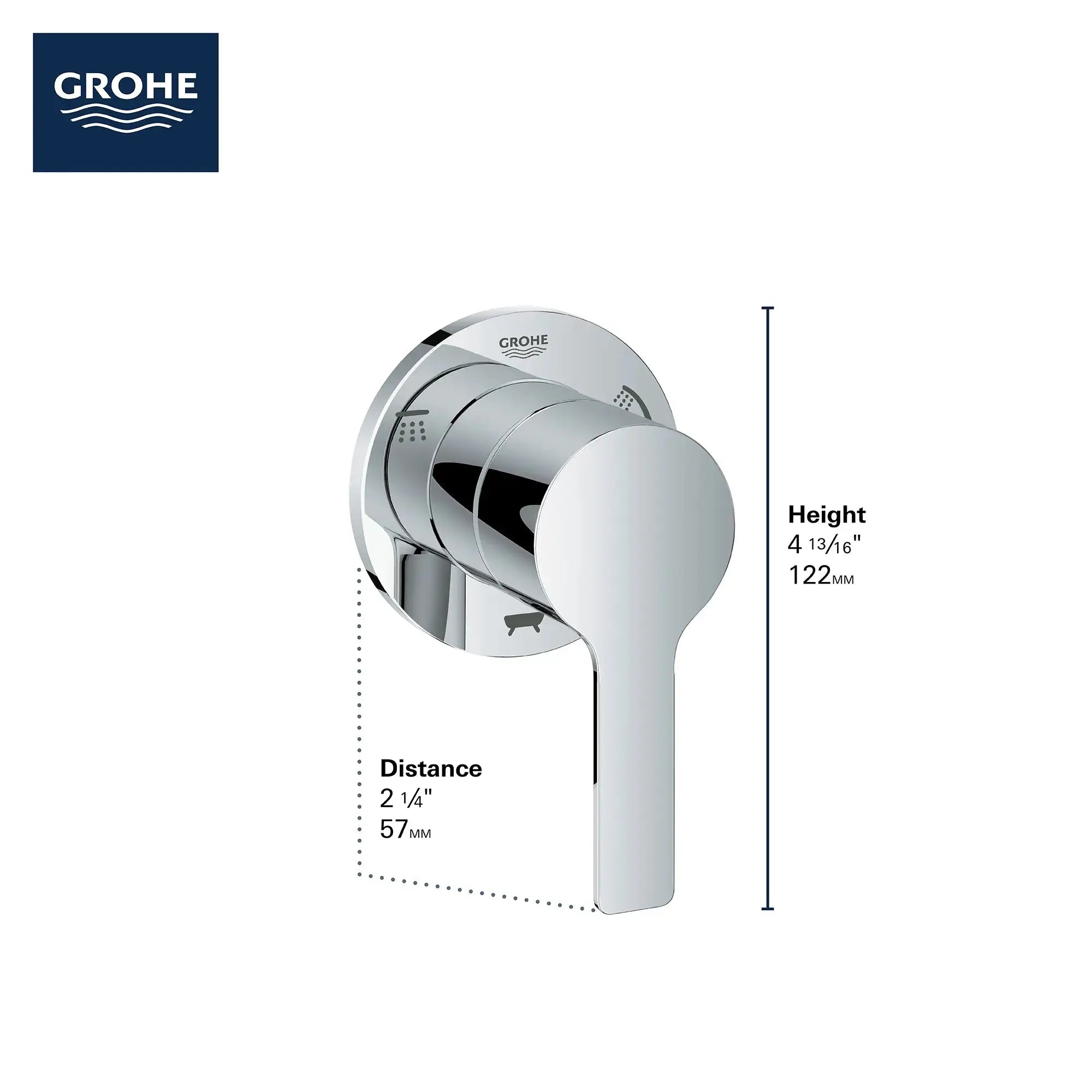 Grohe LINEARE# 3-WAY DIVERTER TRIM Matte Black 292152431 - Plumbing Market