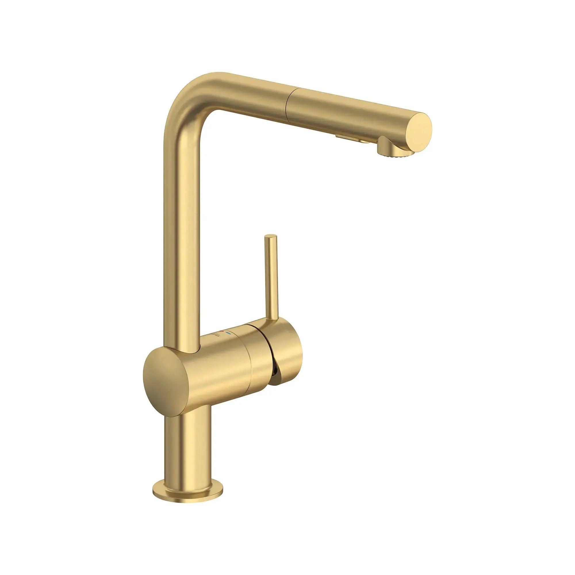 Grohe MINTA OHM SINK L-SPOUT PULL-OUT SPRAY US  Brushed Cool Sunrise 30300GN0 - Plumbing Market