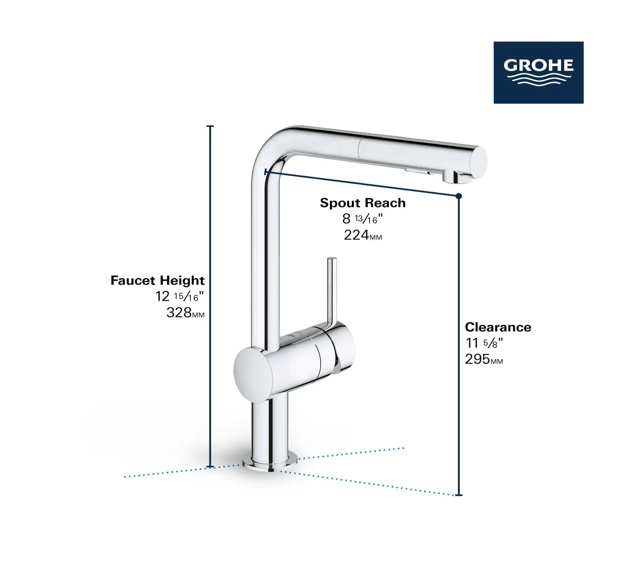 Grohe MINTA OHM SINK L-SPOUT PULL-OUT SPRAY US  Brushed Cool Sunrise 30300GN0 - Plumbing Market