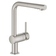 Grohe MINTA OHM SINK L-SPOUT PULL-OUT SPRAY US  Supersteel 30300DC0 - Plumbing Market