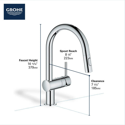 Grohe MINTA SINGLE HDL FAUC KITCH C-SP PD DUAL Matte Black 313782433 - Plumbing Market