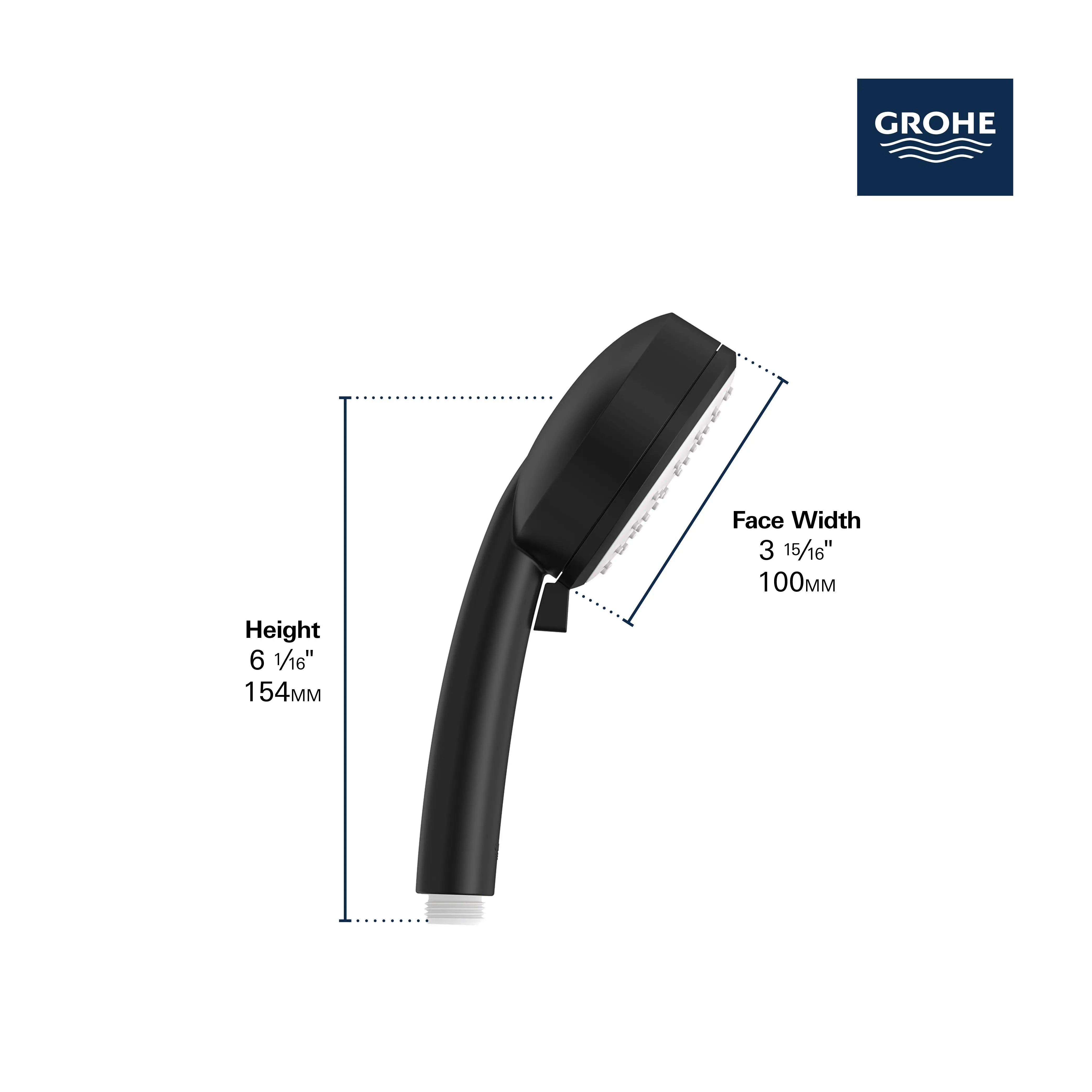 Grohe NTEMPCOSMOPOLITAN HAND SHW 1.8GPM Matte Black 260462432 - Plumbing Market